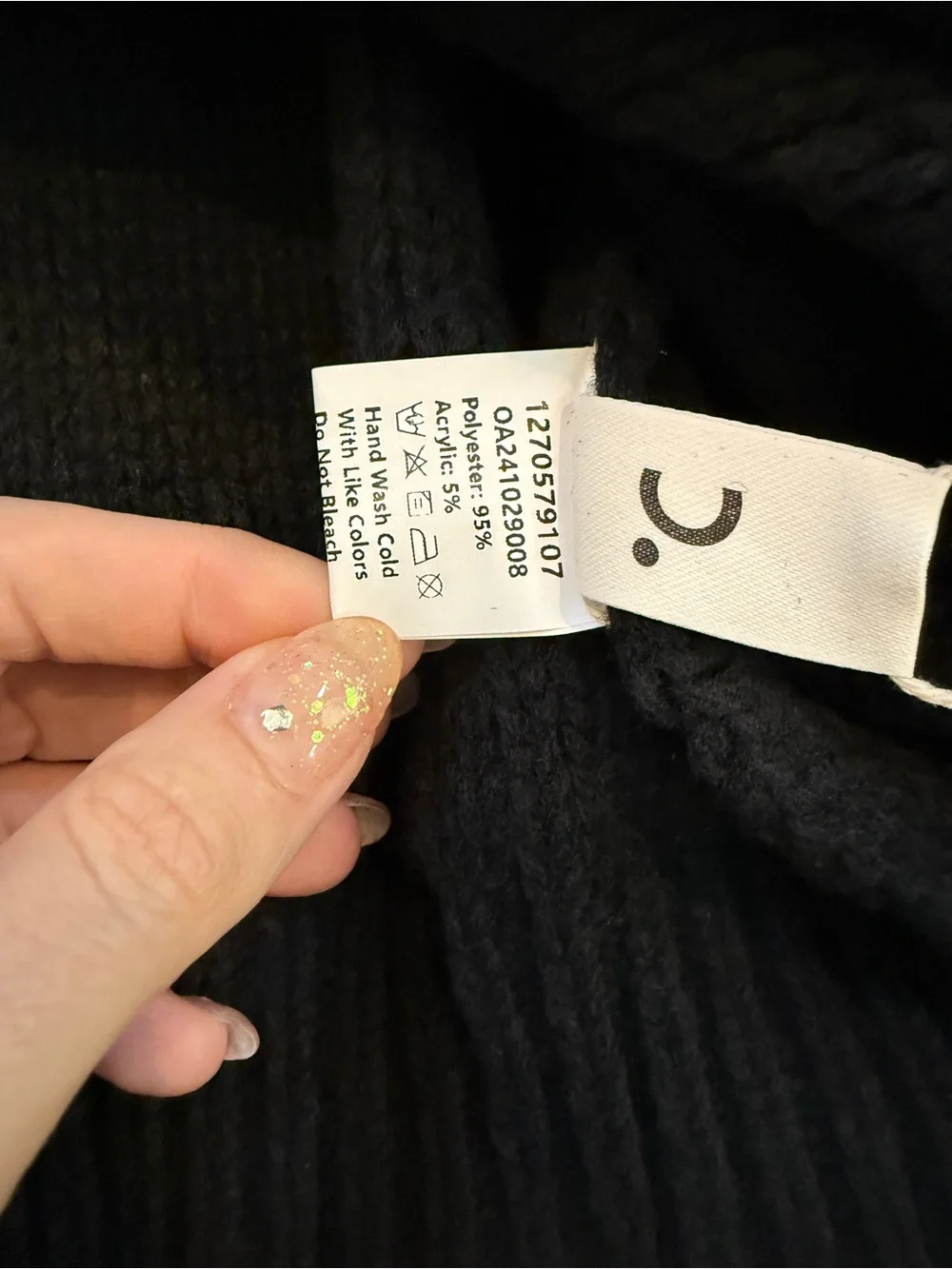 Commense Black Crew Neck Bow Knit Sweater